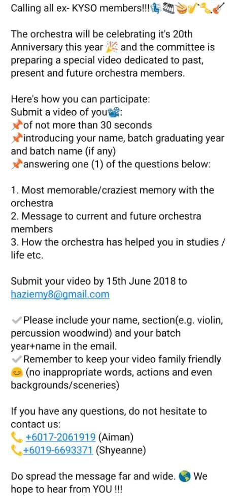 KYSMelaka's tweet photo. It’s KYSO’s 20th anniversary this year and we’re creating a symphony like never before 🎻 https://t.co/bDP52fw28U