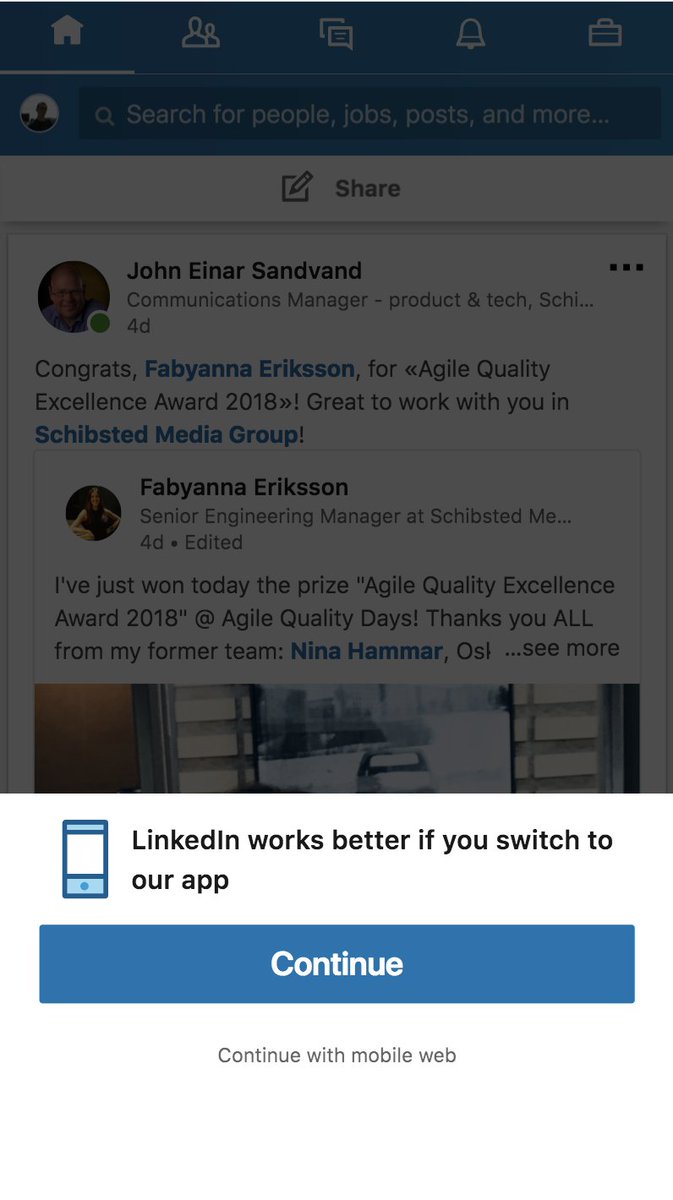 ajumac's tweet photo. Dear @LinkedIn how many times I need to tell you that I don't want your mobile app? https://t.co/QY0efuY1Eu