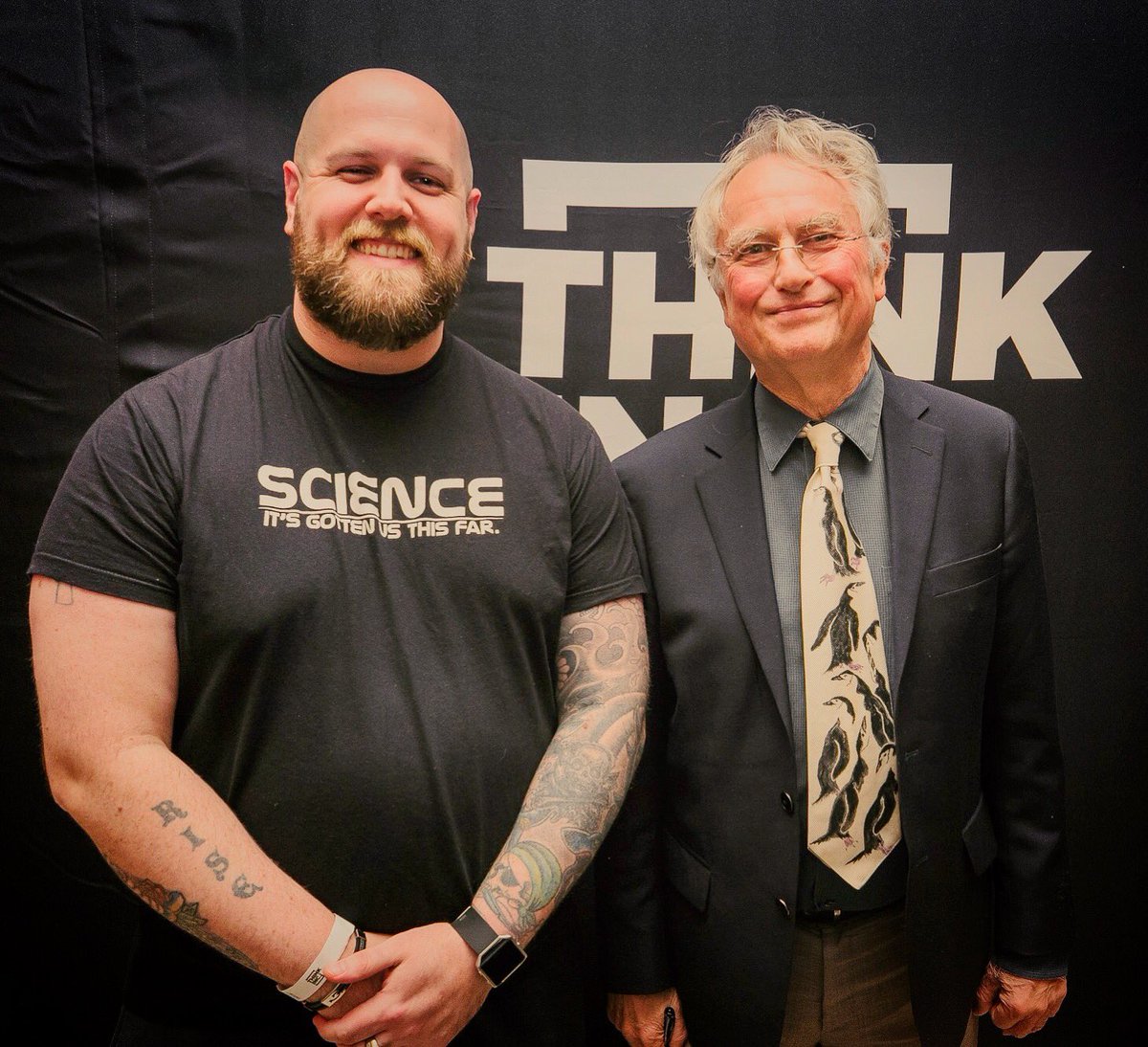 sammojames01's tweet photo. Last week I had the pleasure of listening to one of the worlds most incredible minds speak. Also got to shake his hand, thank him for his amazing contributions to the world and have him sign a couple of books. Cheers! @RichardDawkins #richarddawkins #thinkinc #thinkdawkins https://t.co/qjssna6P8l