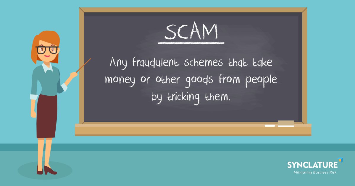synclature's tweet photo. #TuesdayTutor
What is a scam?
Any fraudulent schemes that take money or other goods from people by tricking them.
#Scam #Fraud #Emails #Spam #CyberCrimes #SocialEngineering #CyberAttacks #CyberSecurity #InfoSecurity #DataProtection #DataSecurity #Definition https://t.co/UTWAe9aNAh