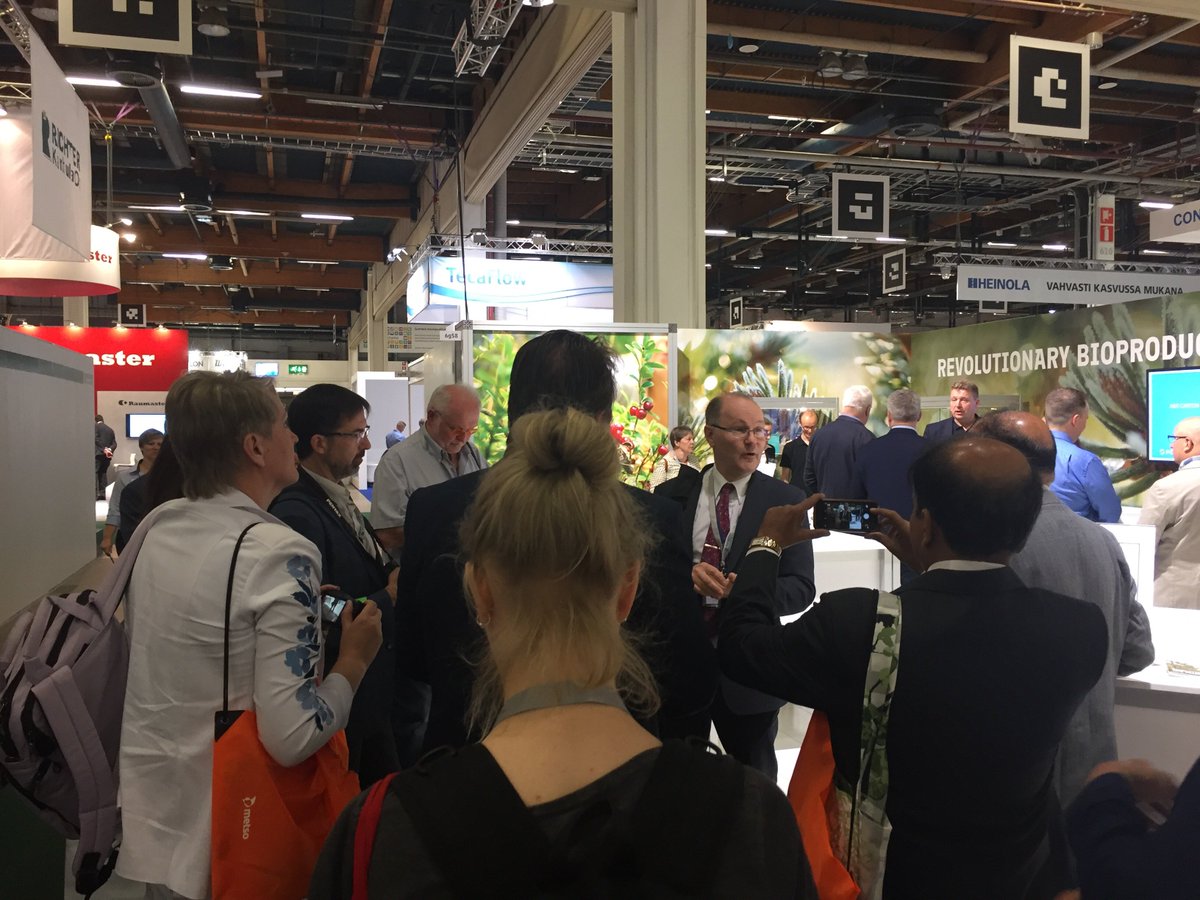 International journalists visiting Innovative Bioproducts booth 6g58 - Business Finland’s Risto Huhta-Koivisto introducing Finnish know-how! @PulPaperFi <a href="/KatjaAnttila/">Katja Anttila</a> <a href="/BusinessFinland/">Business Finland</a> #pulpaper2018