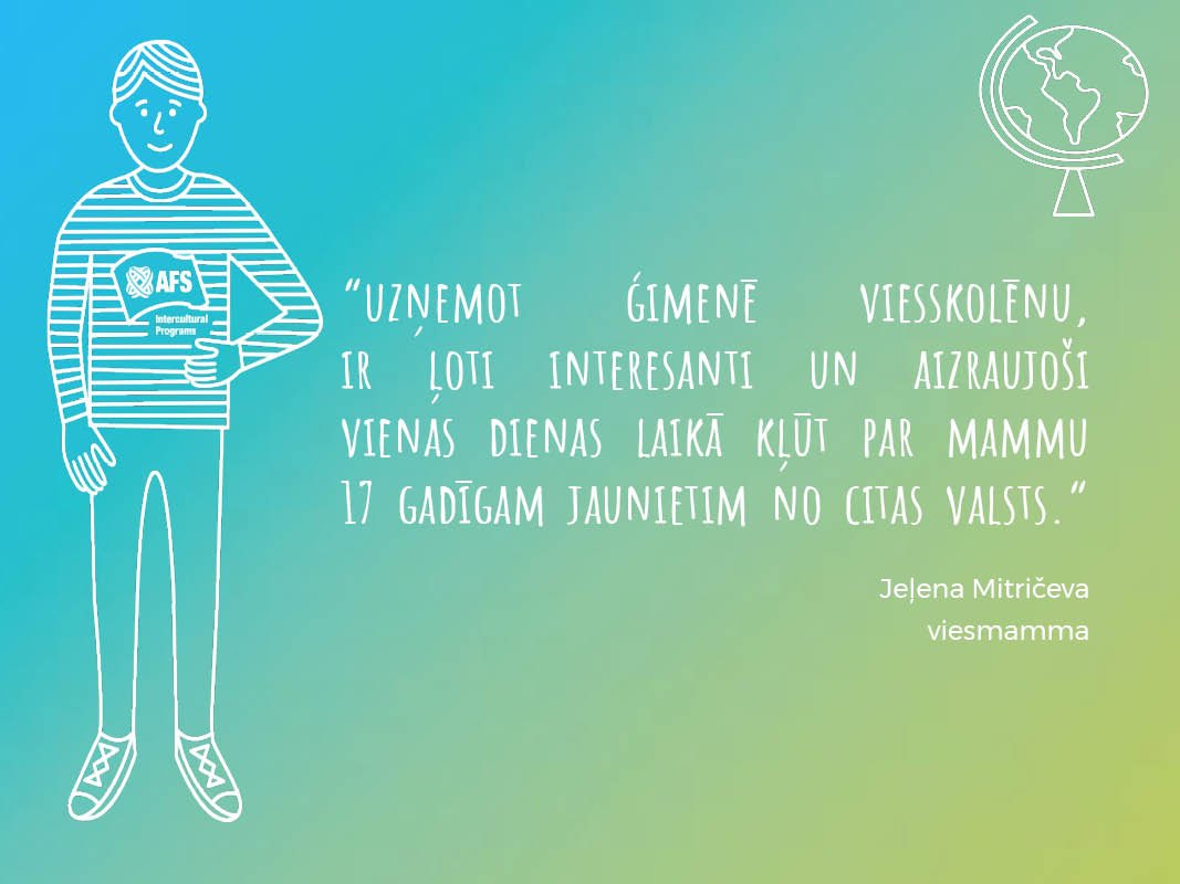 Lai iegūtu jaunu pieredzi, ir jāļaujas izaicinājumiem! 🗺️
Ielaid pasauli savā mājā un kļūsti par viesģimeni. 👇
Vairāk: afs.lv