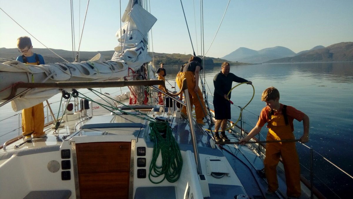 cargilfield's tweet photo. A glorious morning on board Ocean Spirit, the yacht of @gordonstoun, for #adventures on the west coast! Have fun! #challenge #teamwork #cargilfield #broaderexperiencesbroaderminds #plusetenvous https://t.co/jOWkRcQ2Ov
