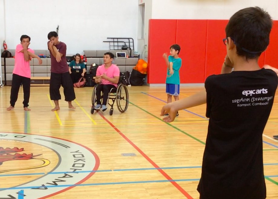 YISbrown's tweet photo. Learning Cambodian sign language, dancing with the Epic Arts dance group, excited for more! (On May 31, in the Tanner Auditorium, Epic Arts will provide a glimpse into the history of Cambodia. (Ages 8 and older due to thematic nature. 6:15 reception, 7:00 pm start) #yislearning https://t.co/2xj07MmHW3