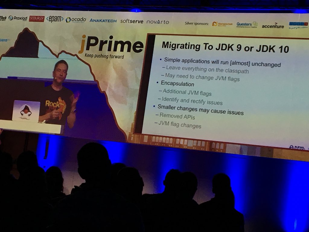 ameliaeiras's tweet photo. #usualsuspects 💪🏼😋💜 @speakjava from @AzulSystems #walkingthetalk with @java 💙history & its updates, how things have changed... #jdk6, #jdk7, jdk8, #jdk9, #jdk10 @jPrimeConf #sharingiscaring💫 https://t.co/VbatsHpuoA