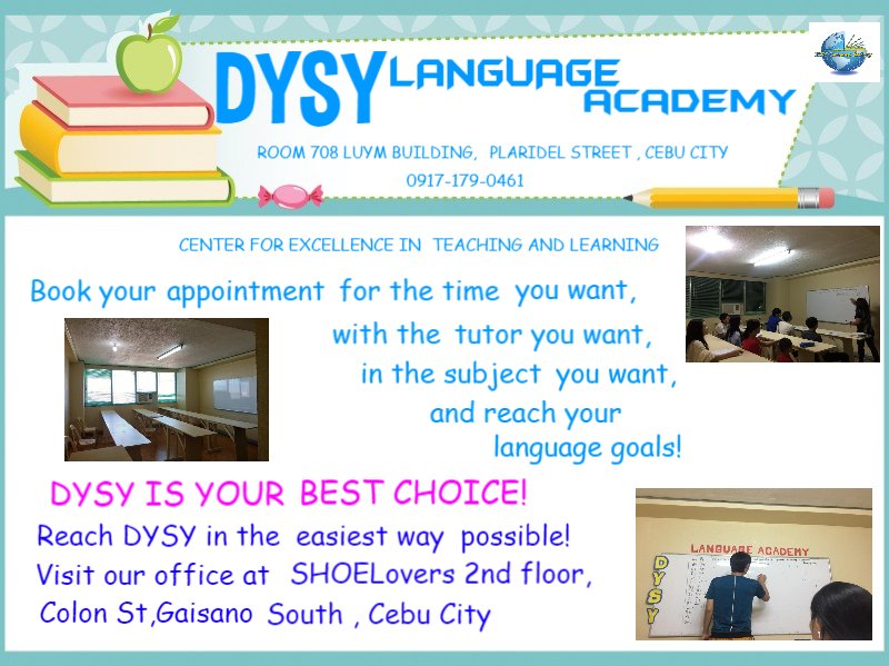 DysyLanguage's tweet image. #DYSY #TutorialCenter #LanguageAcademy #Visaya #Tagalog #English #CHINESEMandarinAmoy #Korean #Japanese #FlexibleSchedule #Teaching #Learning #BestChoice #CheapestPrice #Excellence #EnrollNow