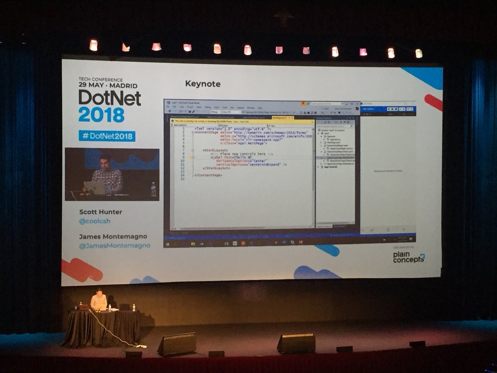dotNetConfSpain's tweet photo. .@JamesMontemagno nos habla de #xamarin en la #Keynote de la #dotnet2018 https://t.co/QyUaMeTg4n