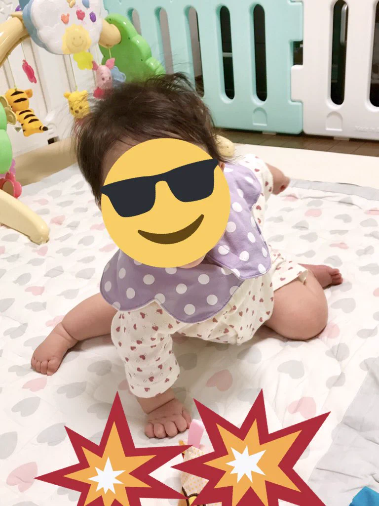 お座りがうまくできなくて「ヒーロースーパー着地」になってしまう娘ｗ