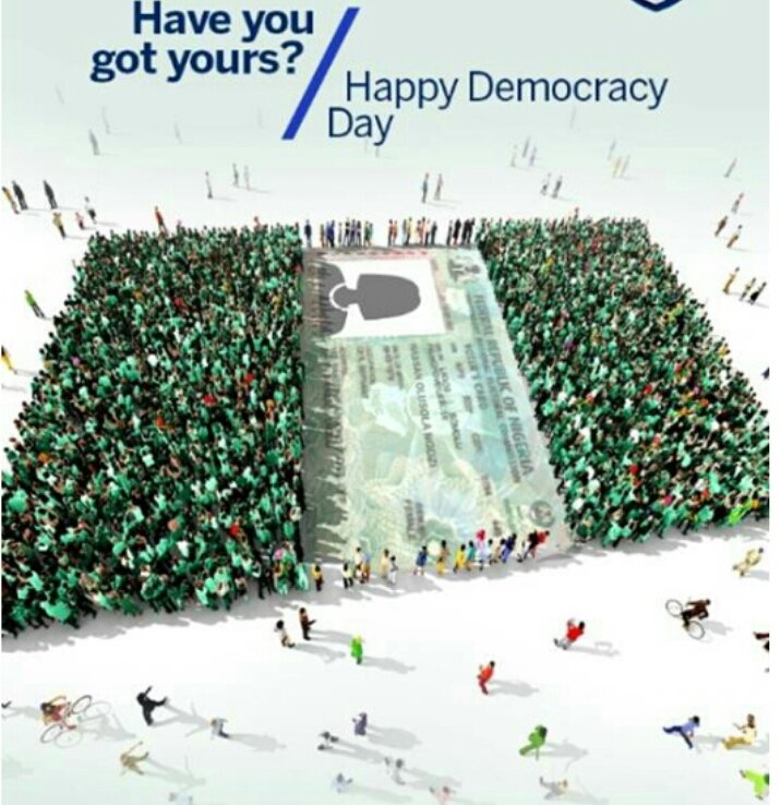 nnekei's tweet photo. Just look at the picture a bank used to say Happy #DemocracyDay to Nigerians. 
I swear even the banking sector knows that #BuhariDemocracyDayLies about the economy are just FAT LIES
#GetYourPVC fam cos #BuhariHasFailed and #APCWasted3Years of our lives
 https://t.co/C4OfMzog2l