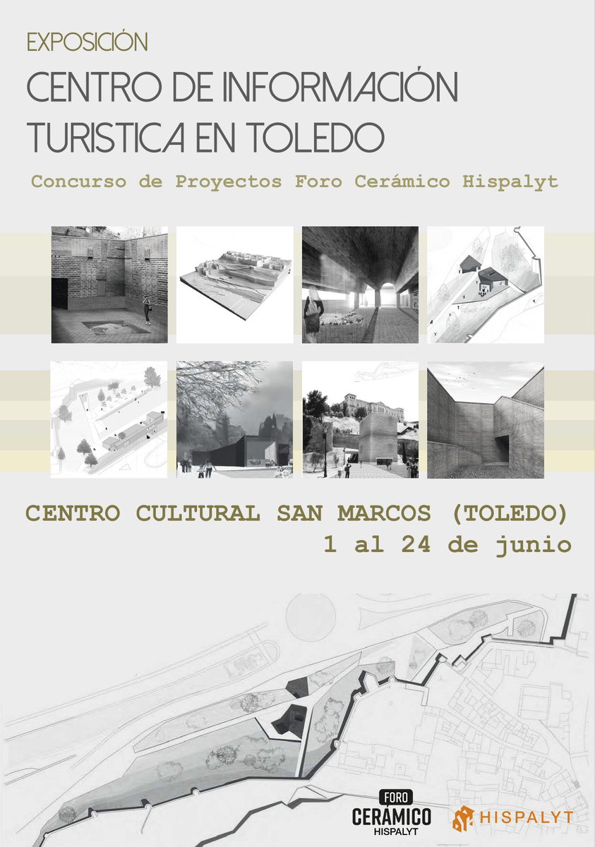 Hispalyt's tweet photo. Hispalyt organiza con el Ayto. de Toledo, la exposición ‘Centro de información turística en Toledo: Concurso de Proyectos del Foro Cerámico Hispalyt’, Centro cultural San Marcos del 1 al 24 de junio. Inauguración con Teodoro García, concejal de urbanismo de Toledo https://t.co/tcPv2NXS6D