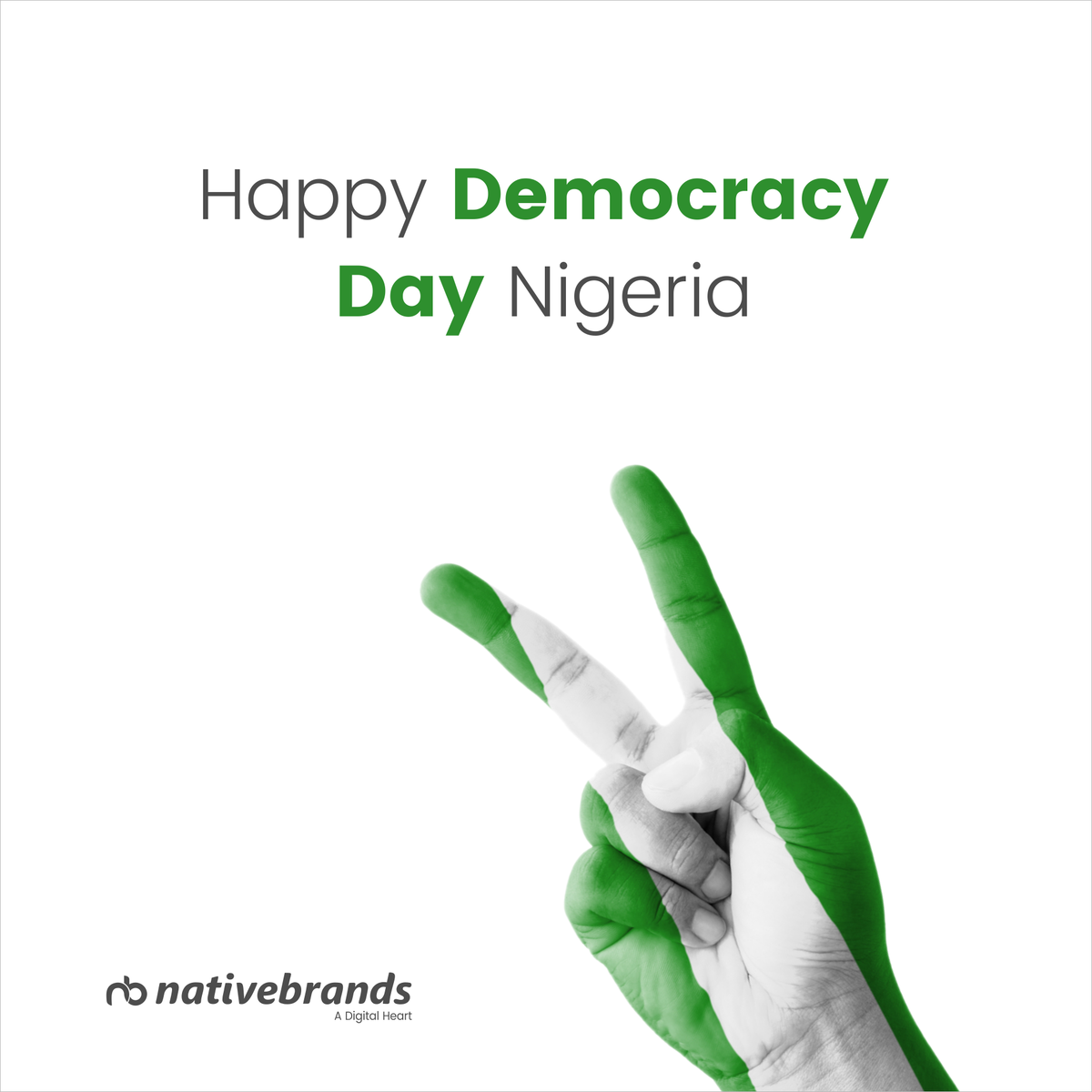 thenativebrands's tweet photo. Happy Democracy Day, Nigeria.

The restoration of democracy in the Federal Republic of Nigeria from the Military.
.
.
.
#nigeria #democracy #publicholiday #nigerian #naija #9ja #democracyday #design #designagency #nativebrands #thenativebrands #nativeworks https://t.co/JEMXMY7PZE