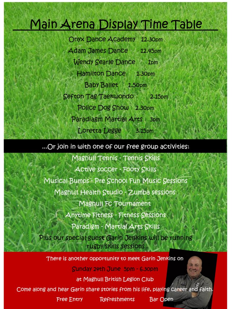 Sportsfunday's tweet image. This is our arena timetable and group activities. And our usual fun stuff too ! Free entry!