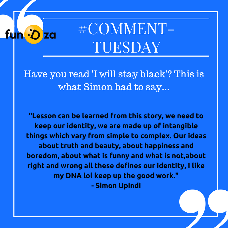 FundzaLitTrust's tweet photo. #CommentTuesday
Read 'I will stay black' by Debbie Silungwe here: https://t.co/KEzUJ3Lh9E https://t.co/F6ctsSQjx5