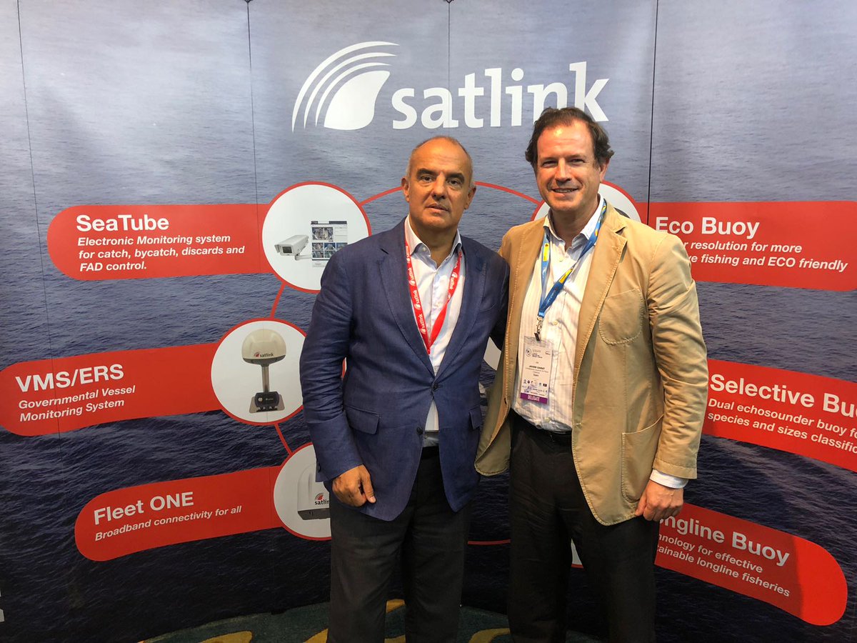 CEPESCA's tweet photo. #VMS, #ElectronicObserver, #SelectiveFishing.... Technology is key to the development of a sustainable and responsible fishing: Javier Garat, Cepesca general secretary, visits @SatlinkSL and @Simrad at #Infofish #Tuna2018 Bangkok https://t.co/od8zBFL5g2
