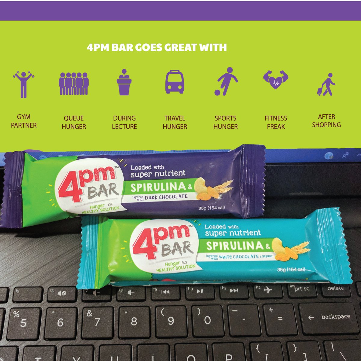 Hungry at work? After gym? After Sports? During Travel? 4pm bar is the solution. Tasty, Nutritious and Healthy!!
#4pmbar #comingsoon #healthy #nutrition #hunger #chewthenew #spirulina #energybar #snackbar #healthysnack #balanceddiet #nutrition
4pmbar.com