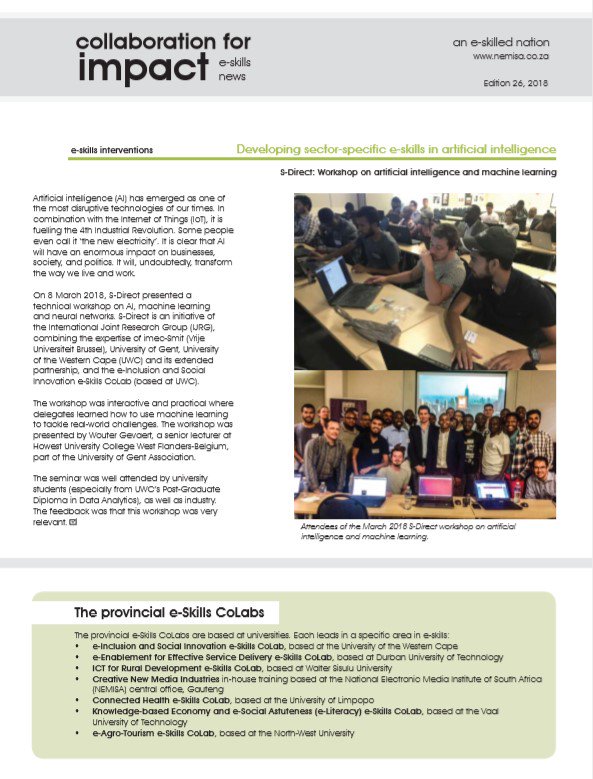 Proud the #NMCT hands-on #AI workshop at University of the Western Cape (<a href="/UWConline/">UWC</a>) made it to the headlines of the <a href="/NEMISA_/">NEMISA</a> newsletter!