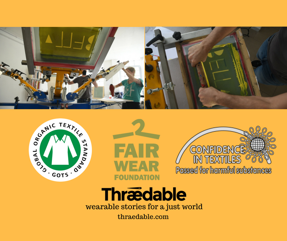 Thraedable's tweet photo. #ByWearingThraedable, you are saying you want a more accountable and sustainable fashion industry!

→ All our products are ethically and sustainably produced, hand-printed with water-based inks and certified fair wear.

Learn more here: https://t.co/AXLUd1vdnt https://t.co/XQR3LHbBEl