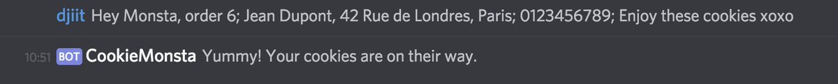 Djiit's tweet photo. Tadaaaaaaa! #Errbot's plugin for @mercicookieoff is (almost) ready! Geeks among us can now order #cookies right from their... #Discord server. cc @discordhype. Baked in Paris <3 https://t.co/hmiEMfqYSq https://t.co/CaWF98ZPng