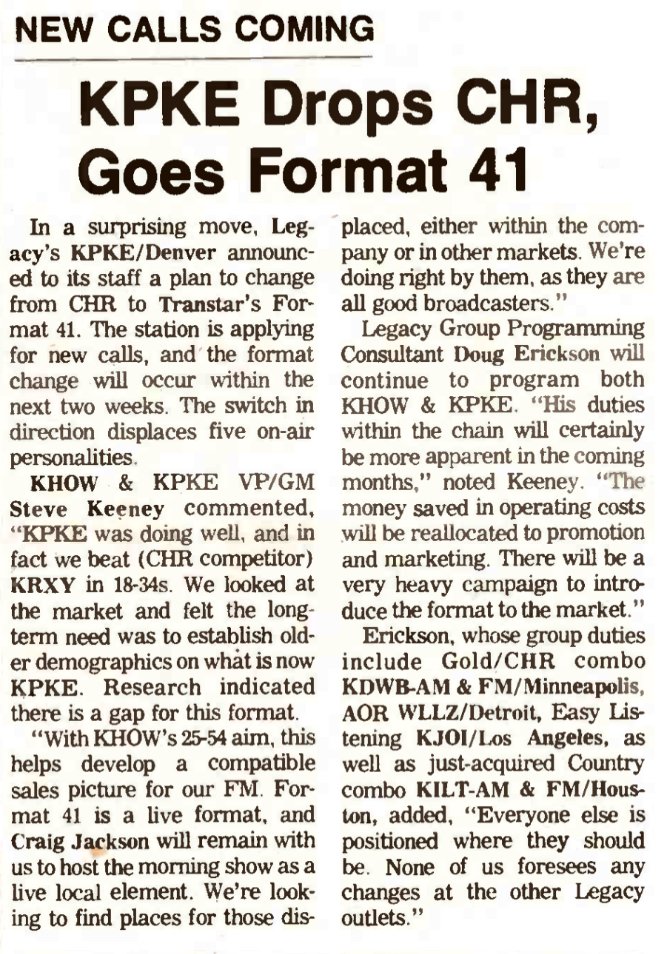 RadioRewinder's tweet photo. Remember #Format41 ? 1987 #DenverRadio #Rewind #Transtar https://t.co/3vFdVx7T6T