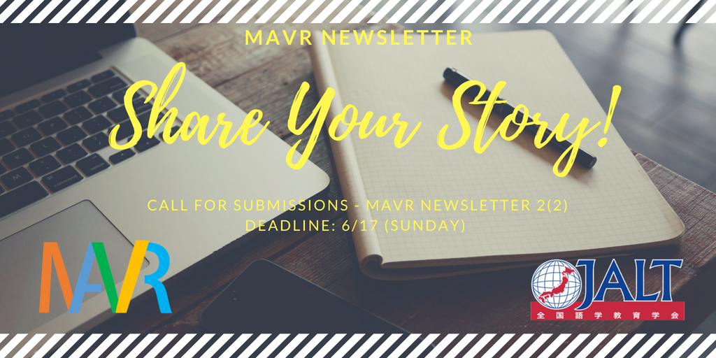 JALTMAVRSIG's tweet photo. We are inviting #MAVR enthusiasts and friends to share their stories for our #JALTMAVR newsletter! You may share software reviews, project updates, tutorials, or opinion pieces. Please send your proposals to jaltmavr@gmail.com. Cheers! https://t.co/zgGz8oa9Rg