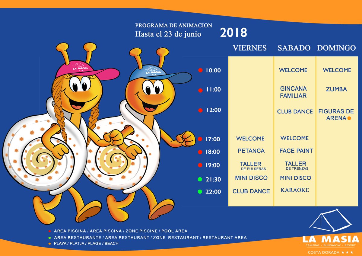 Ya tenemos con nosotros a nuestra característica animación!🎉
Y podemos disfrutar de ella durante los fines de semana hasta San Juan🎆, donde haremos la presentación del equipo.
A partir de entonces pasarán a animar  todos los días!⏱️

Info y reservas: camping-lamasia.com/alojamientos/
