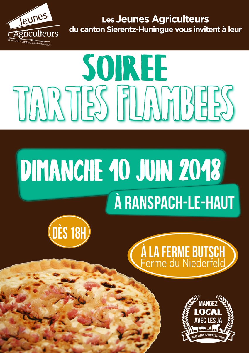 📢Les Jeunes Agriculteurs du canton Sierentz-Huningue vous invitent à une Soirée Tartes Flambées à la Ferme! 👩‍🌾🍕👨‍🌾 ➡️RDV le dimanche 10 juin dès 18h à Ranspach-le-Haut !