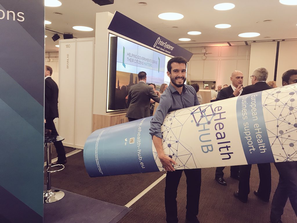 EU_eHealth_Hub's tweet image. How multitasking he is! Yesterday he won the #EC2VC Investment Forum &amp;amp; Pitch Competition and today is supporting us with logistics. This guy is going places @JavideOca &amp;amp; @iomed_ehr.
