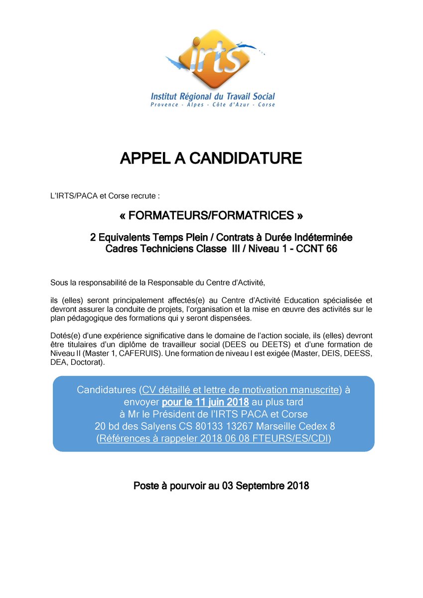 Lettre De Motivation Formateur Irts