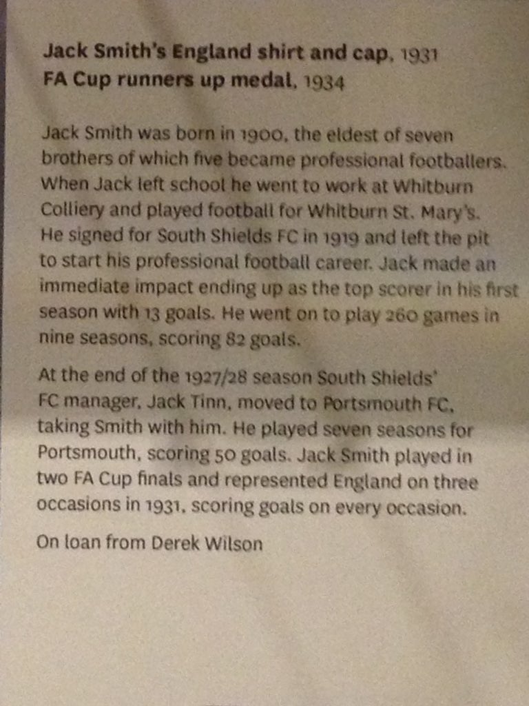 GrahamMonaghan1's tweet photo. A bit of @SouthShieldsFC  history former player Jack Smith former Shields player.  His England cap and shirt and FA cup medal https://t.co/Gbu0J2C2ur