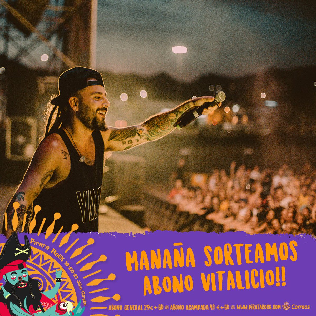 ¡SORTEO VITALICIO + VIDEO PROMO!☠🏴

Pirataaas, mañana saldrá a la luz el #VideoPromocional🎥, y junto a el sortearemos un ABONO VITALICIO para asistir a todos los Pirata Rock GRATIS DE POR VIDA en nuestro Facebook e Instagram!😱

¡¡Estad atent@s!!

🌎piratarock.com