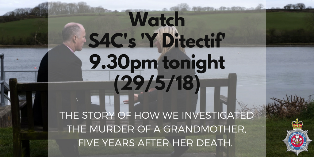 DyfedPowys's tweet photo. Weโve worked with @S4C to tell the story of our investigation in to the murder of 84-yr-old grandmother, Betty Guy. Watch #YDitectif at 9.30pm tonight for the full story. https://t.co/XtmrzxwLAf