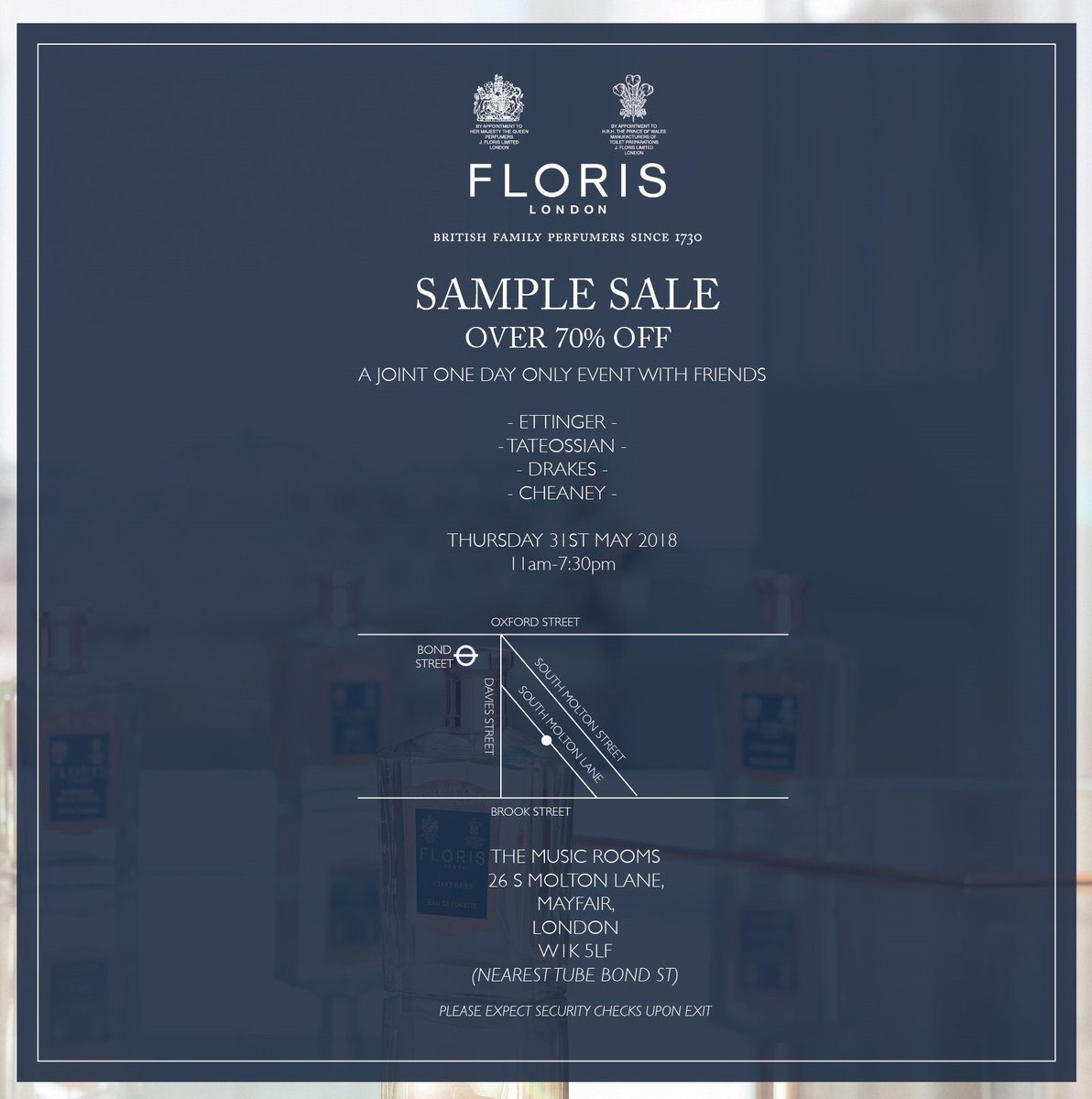 FlorisLondon's tweet photo. Exciting news; we are having a sample sale this Thursday 11am-7:30pm at The Music Room in London together with brand friends Ettinger, Tateossian, Drakes and Cheaney. See you there on Thursday! #FlorisLondon #SampleSale #London #Sale #SampleSaleLondon #LuxurySale https://t.co/yt3VblQ0G5