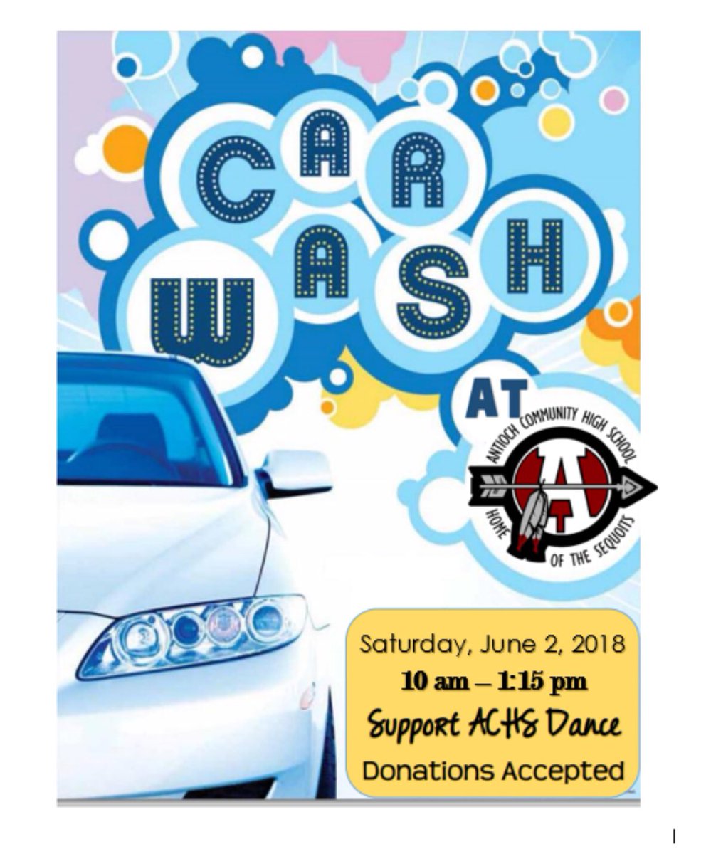 AntiochDance's tweet photo. Stop by this Saturday and get your car washed at ACHS from 10-1:15 by the Antioch Dance Team! Donations are accepted and appreciated 🤗💧🚙 🚘 https://t.co/WvWvNnkQvX