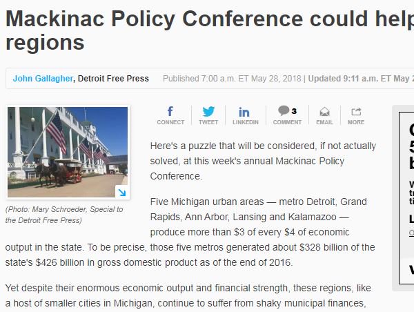 mattbach's tweet image. Michigan's Broken Municipal Finance System one of highlights at this week’s #MPC2018 #MILeg
freep.com/story/money/bu… #savemicity @SaveMICity @michpoligal @ChadLivengood @jonathanoosting @emilyjanelawler @rickpluta @GJNeher @TimSkubick @GongwerMichigan @MIRSnews @melinnky