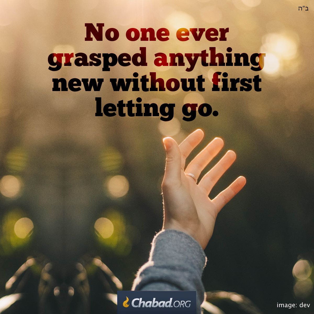Chabad's tweet photo. Your Daily Dose of Jewish Wisdom:
To grasp something new, you must first let go. To learn, you must forget. https://t.co/ylHUZ40iKu
