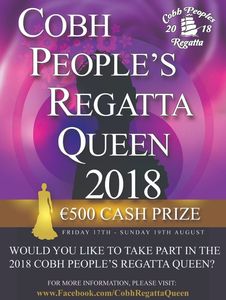 CobhRegatta's tweet photo. #Royal visit to #Cobh?

We crown our own #Royalty annually.

Applications invited to become #Queen of Cobh Peoples #Regatta August 17th to 19th 2018.

One of Ireland's oldest and most prestigious Regatta's.

https://t.co/bqYrytH5uj 

#festival #Cork @EastCork1 @Failte_Ireland https://t.co/aWF2lqea1U
