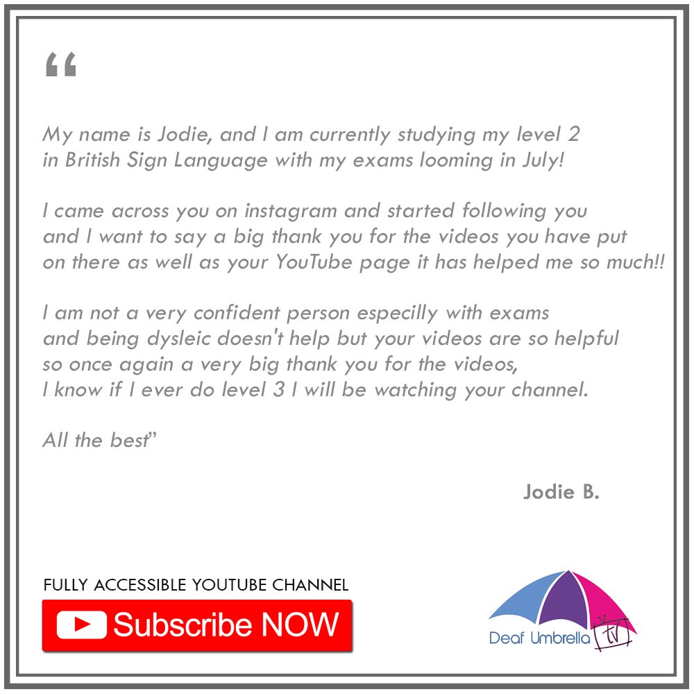 DeafUmbrella's tweet photo. Getting to work and finding this email 😍 Thank YOU for following us!♥️💪
YouTube channel: https://t.co/h7zyz1wK4c

#accessibility #britishsignlanguage #bsl #signlanguage #signlanguagevideos #DeafUmbrellaTeam #deafsupport #deafcommunity #review #thankyou #happytuesday #happy https://t.co/kXAVWPZTO4