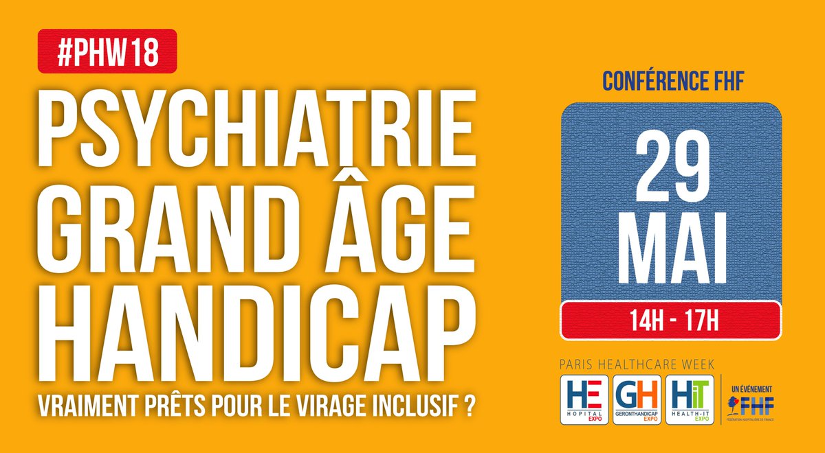 laFHF's tweet photo. [#PHW18] La 1e conférence FHF est sur le point de commencer : #Psychiatrie #Grandâge #Handicap, quels défis à venir pour notre société face à la perte d'#Autonomie ? https://t.co/ZZ7EHzOkR4