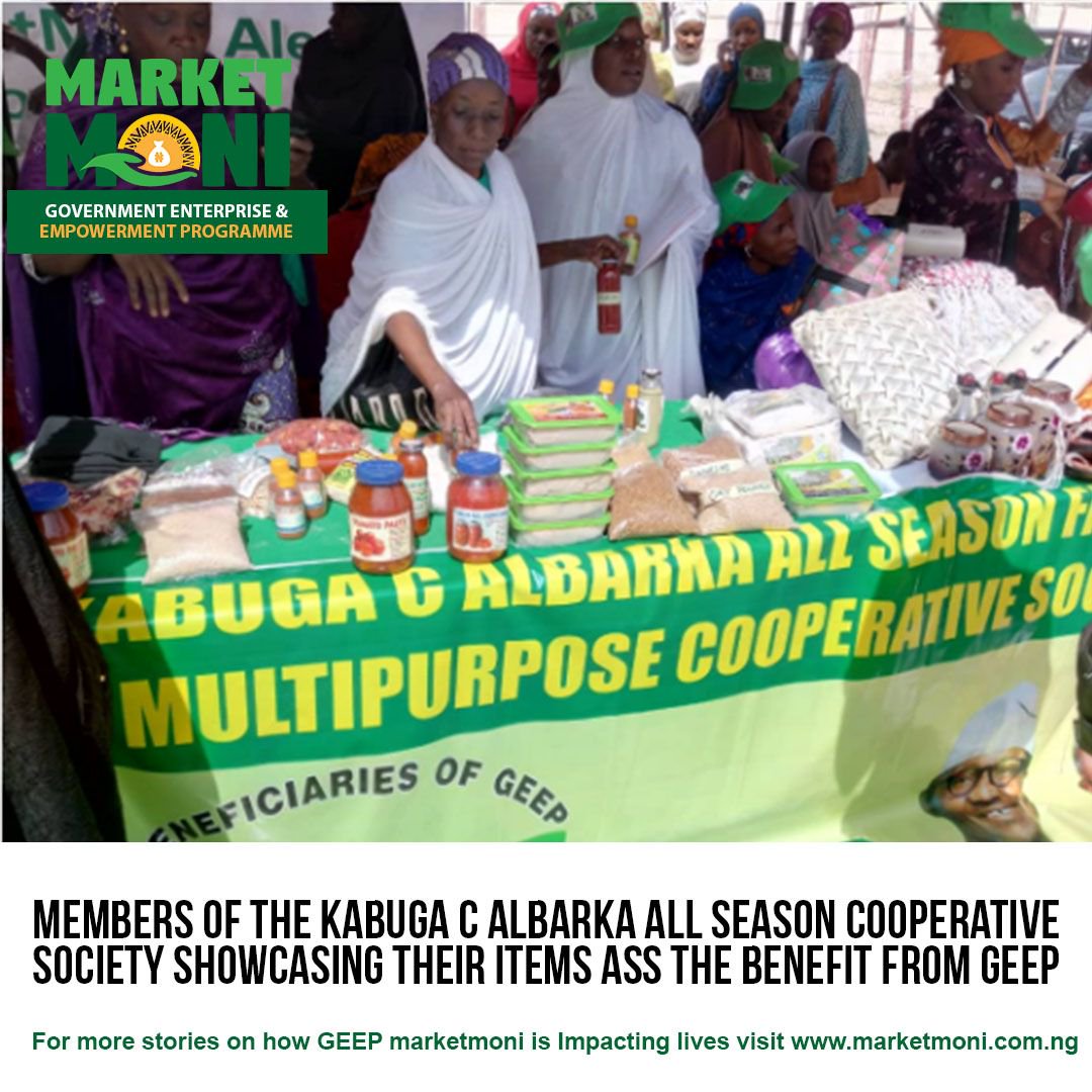 Members of the Kabuga C Albarka All Season Cooperative Society showcasing their items as they benefit from GEEP.
#GEEP4U #GEEPMarketMoni #MarketMoni