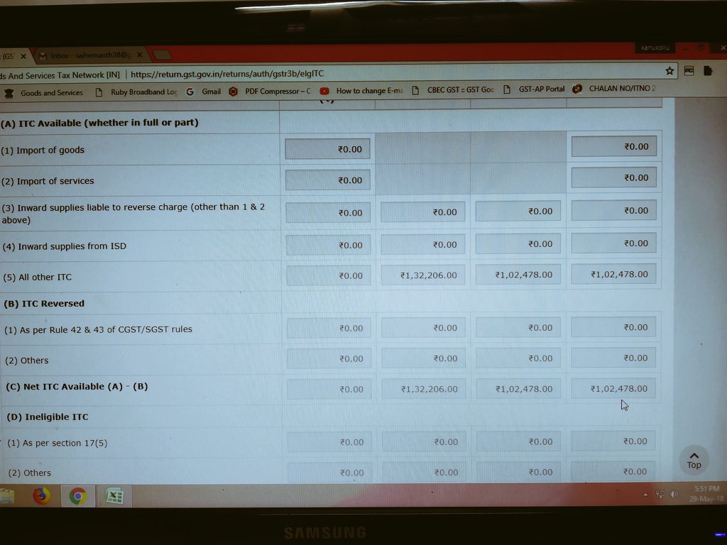 saichidella's tweet photo. @askGST_GoI @GST_Council @askGSTech @gstqueryadvises In the month of Dec-2017 in gstr -3b the inputs are placed wrongly like as for IGST in CGST,for CGST in SGST,for SGST in CESS due to technical problem. Actually the dealer has no CESS for his commodities .what to do rectify it? https://t.co/5dB7l5H3J1