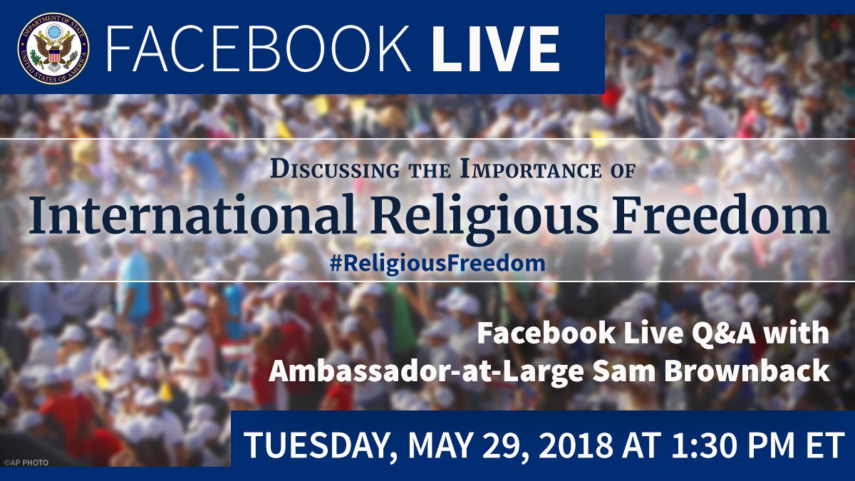 USConsIstanbul's tweet image. #DiniÖzgürlükler ve diğer #İnsanHakları&apos;nı savunmak istikrarı perçinleyerek çatışma ve terör riskini azaltır. BE Brownback ile dini özgürlüklerin öneminin ele alınacağı Facebook Live sohbeti bugün TSİ 20:30&apos;da! goo.gl/RqaQ8v