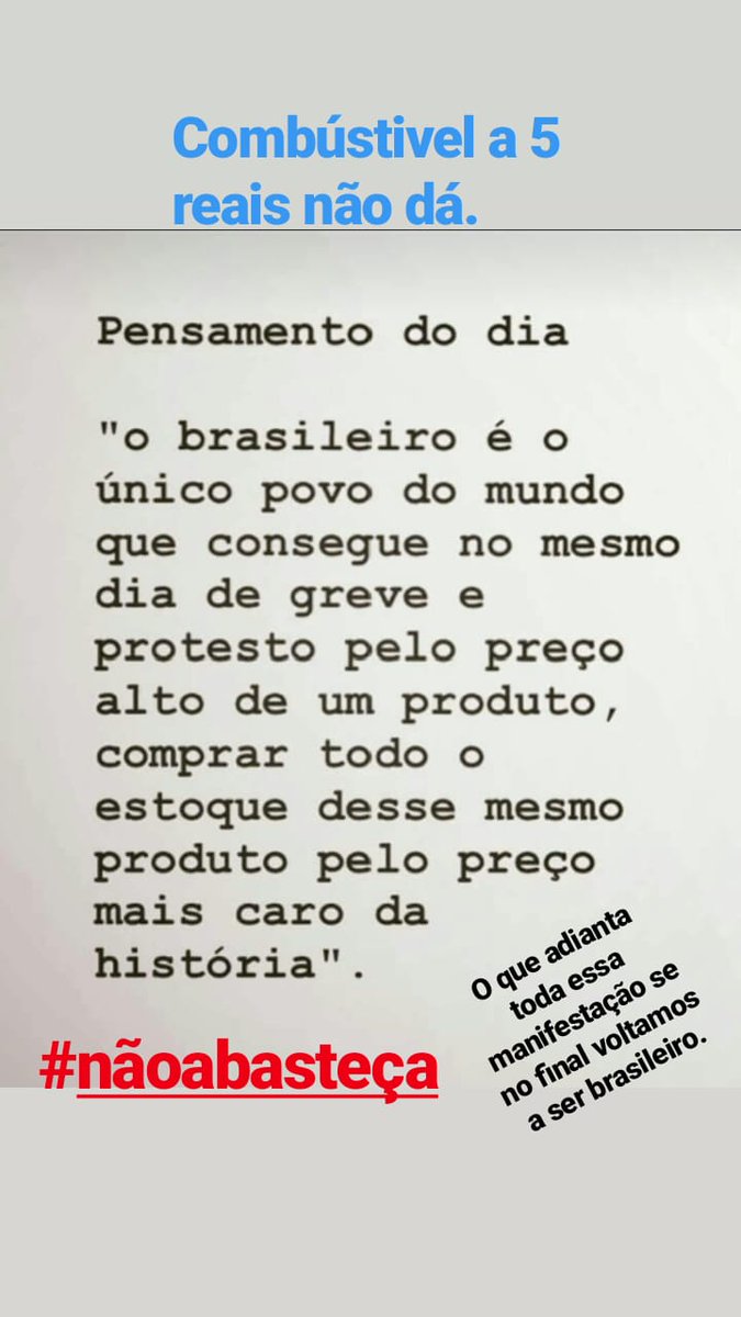 diario_careca's tweet photo. #chegadecorrupcao #combustivelsemimposto
#queremosumpaisjusto
#naoabasteca
#SomosTodosCaminhoneiros
#naoalutasemumadosedesacrificio
#usebike
#usemetro https://t.co/3bVopWU9Qt