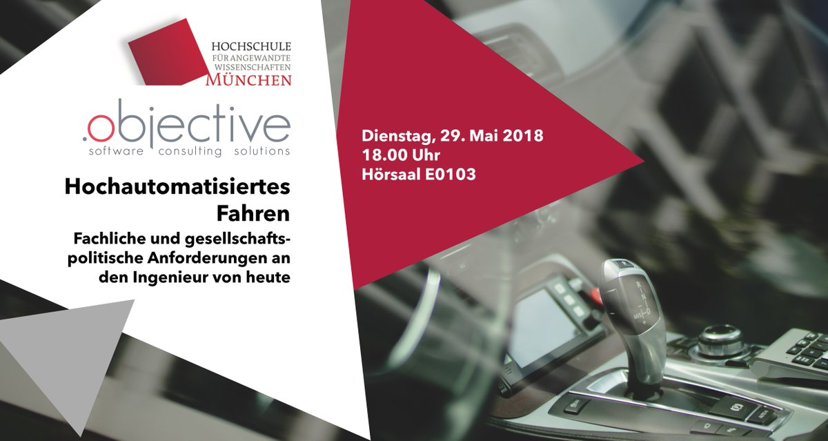clemensdannheim's tweet photo. #RT @ObjectiveSW: .@HAW_Muenchen - our CEO Robert will introduce #autonomousdriving to you today. Auditorium E0103 at 6 pm sharp. Be there or be ⏹

😎

#objectivesoftware #objectiveracingteam #jobopp #developer #internships https://t.co/oS8xRvcZY7