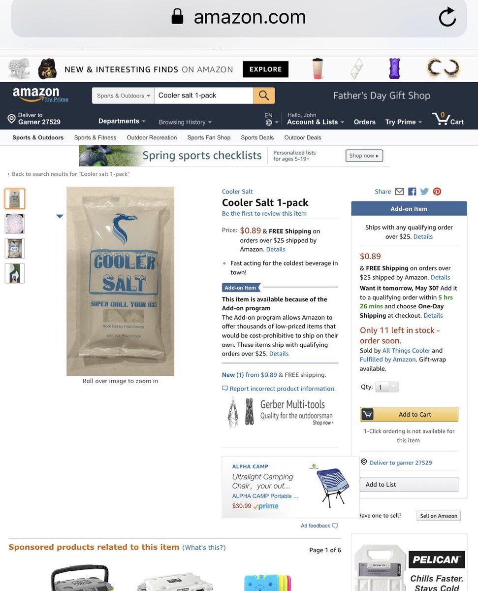 Cooler Salt available on Amazon!  6-packs will be available soon too!