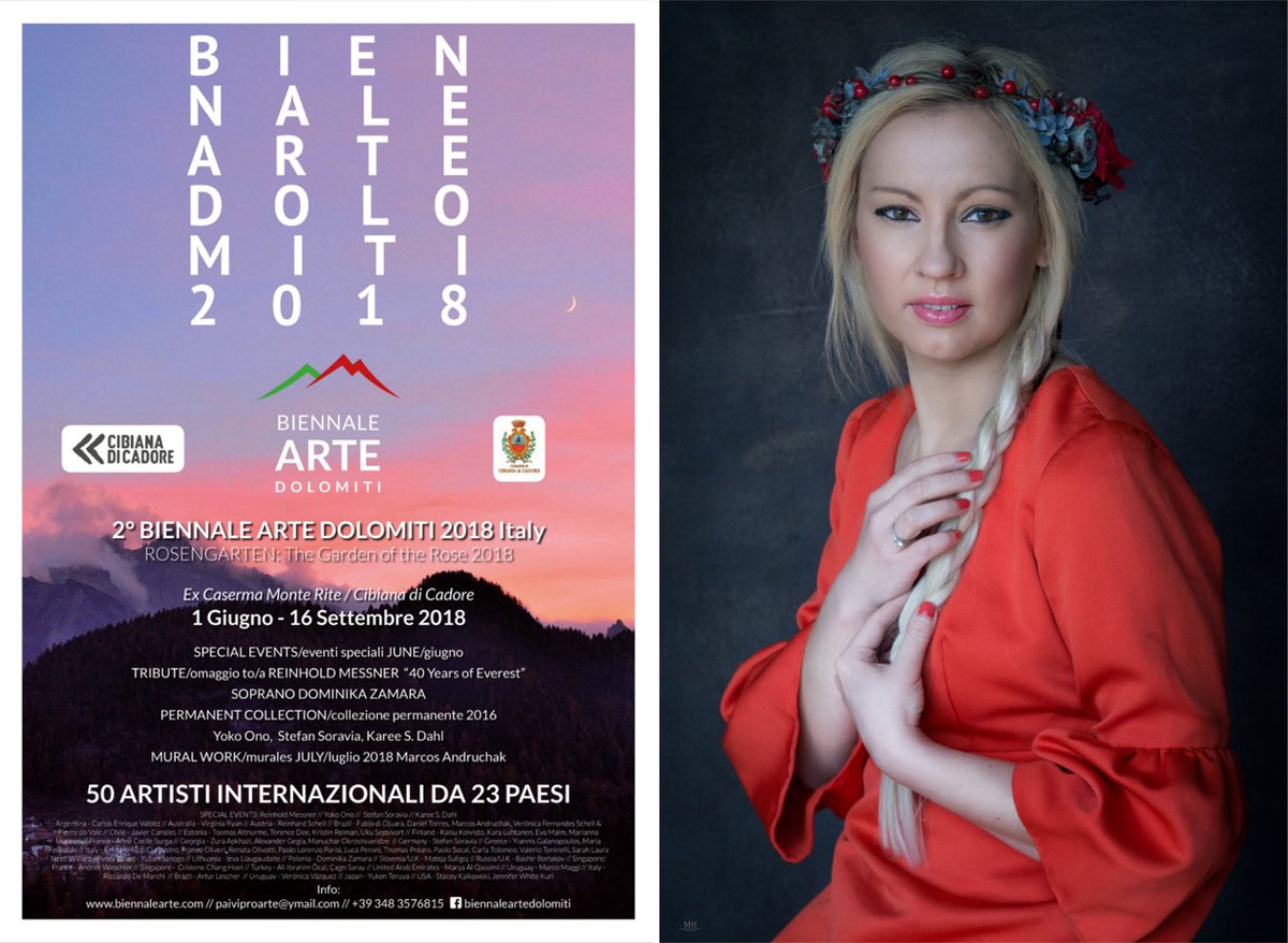 2° BIENNALE ARTE DOLOMITI
Rosengarten: Il giardino delle rose 2018.
Monte Rite, Cibiana di Cadore (BL), Italia.
Inaugurazione il 2 giugno, aprirà il concerto del soprano Dominika Zamara accompagnata dal M° Franco Moro
biennalearte.com
#dolomiti