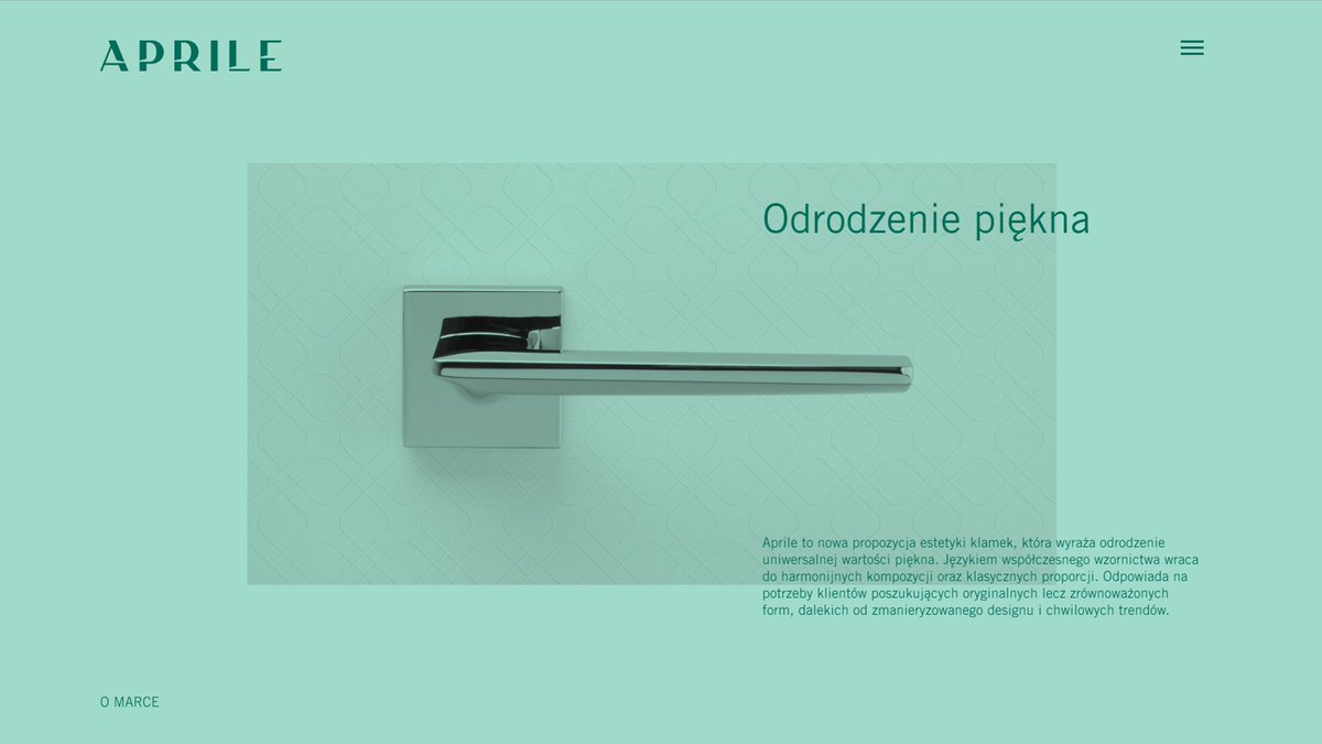 enger_design's tweet photo. Czy widzieli już Państwo stronę internetową, którą stworzyliśmy dla  marki Aprile? Minimalistyczna, lekka, w przyjemnych dla oka kolorach...
https://t.co/XXQZ1uYUkt #aprile #aprilehandles #doorhandle #klamkienger https://t.co/eLoJouAzV5