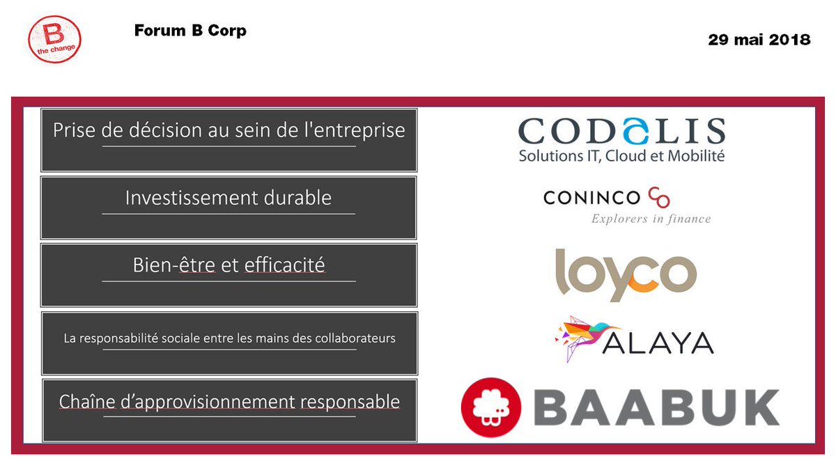 BLabSwitzerland's tweet photo. Ce soir en deuxième partie de forum, cinq magnifiques tables rondes sont prévues
Ce sera une belle occasion pour discuter des bonnes pratiques mises en places au sein de ces #BCorps.
Vous pouvez déjà réfléchir à laquelle vous intéresse le plus pour y participer. https://t.co/Skhgy3J6kO