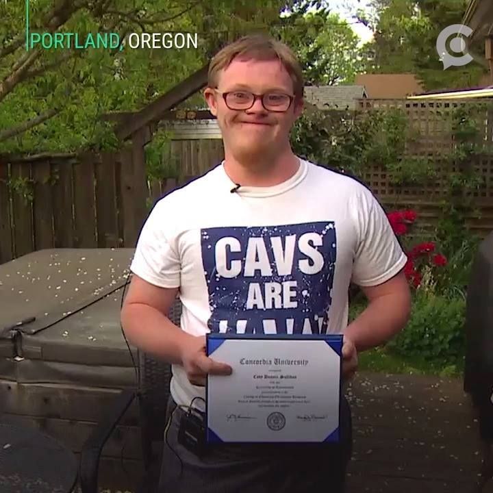 thinkcollegeICI's tweet photo. Let's start this work week off right... have you heard about @CodySullivan22? He is the first grad of @ConcordiaUniversity with Down syndrome. He's a successful young man AND he can dance. And he wants to be on @TheEllenShow. Can you help? Please share! https://t.co/BXOsjOguXL https://t.co/Y0zuRVvjW0