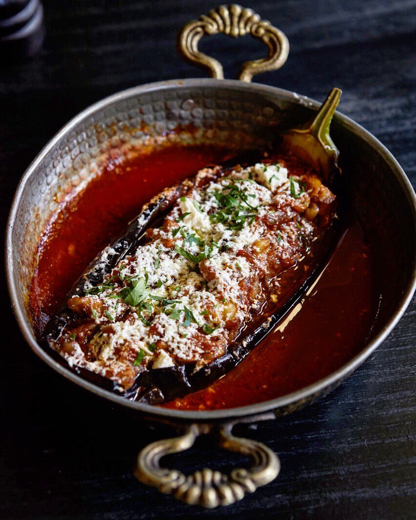 Imam bayildi - olive oil braised aubergine, onion, garlic, tomato and feta by <a href="/yosma_london/">Yosma</a> <a href="/husvedat/">Hus Vedat</a> that I shot for <a href="/tasteoflondon/">Taste of London</a> where you can eat it!