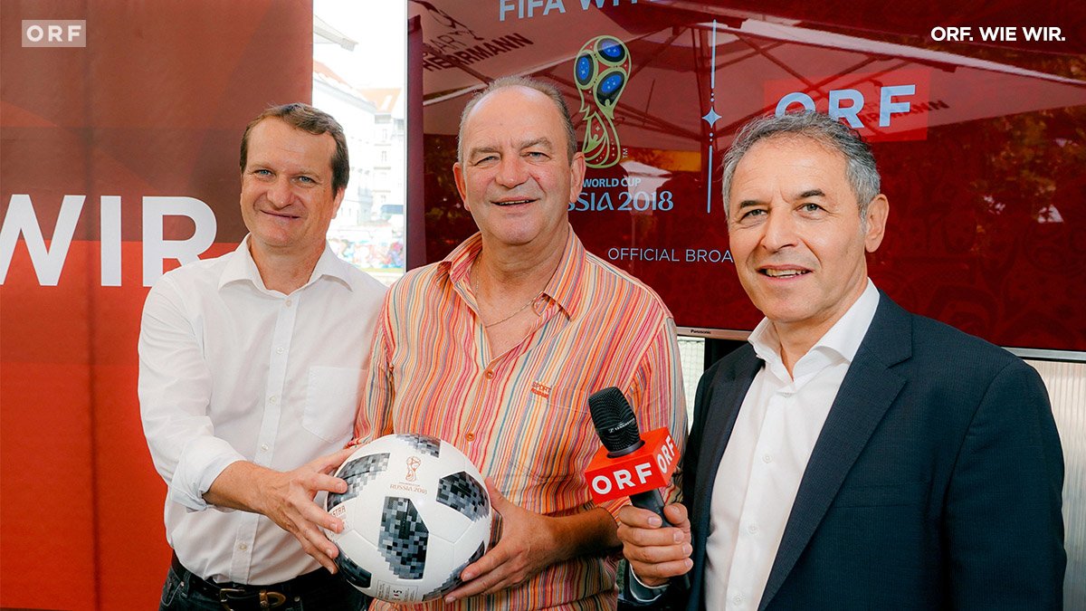 ORF's tweet photo. Die #FußballWM im ORF: Ab 14. Juni 220 Stunden live in #ORFeins, mit den vier TV-Experten Herbert #Prohaska, #MarcelKoller, #RomanMählich und Thomas Janeschitz und dem neuen #ORFWMClub mit #KristinaInhof und @James_Dien ChristianDiendorfer. https://t.co/ebOxp2oEZJ